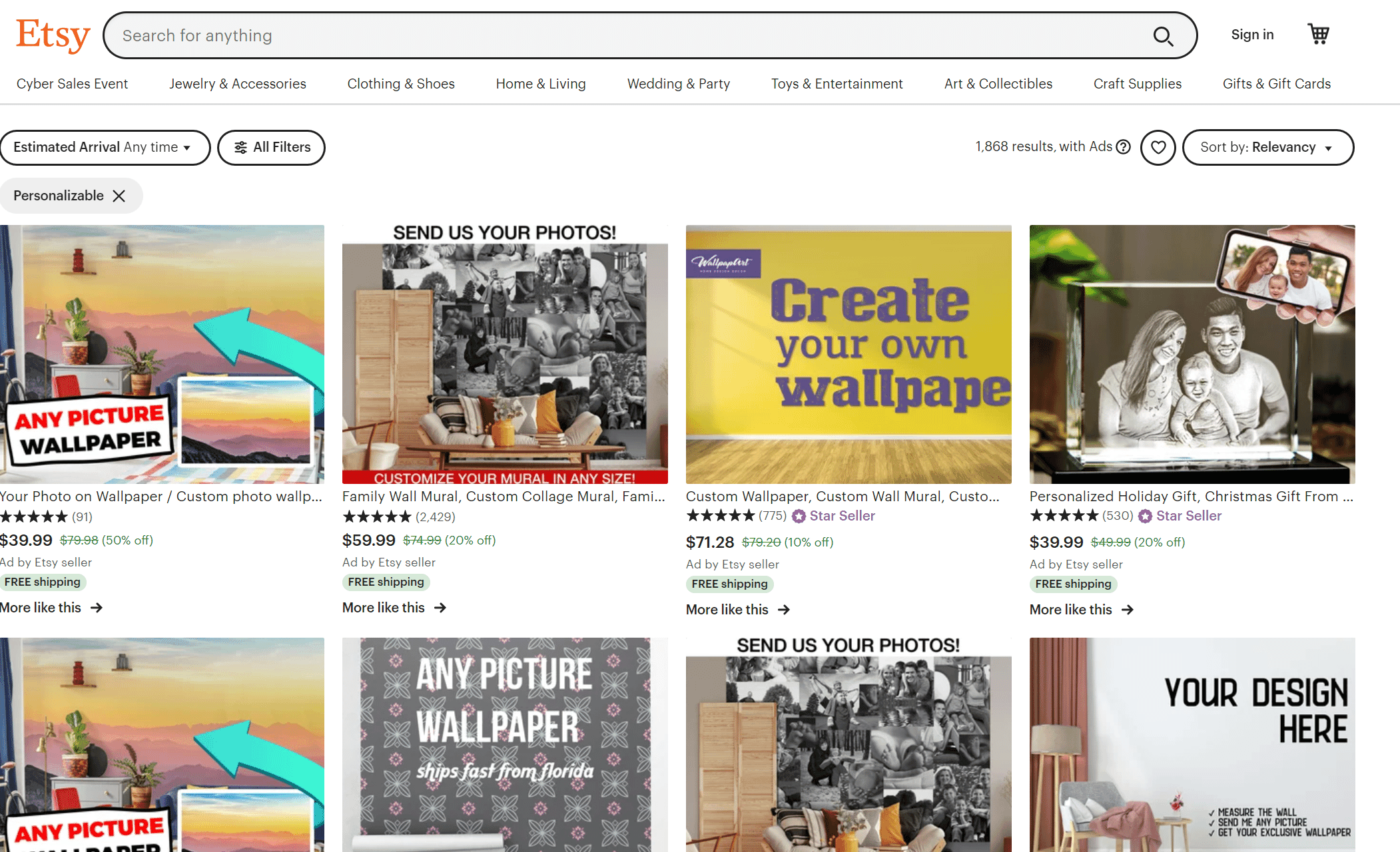 Etsy wall murals