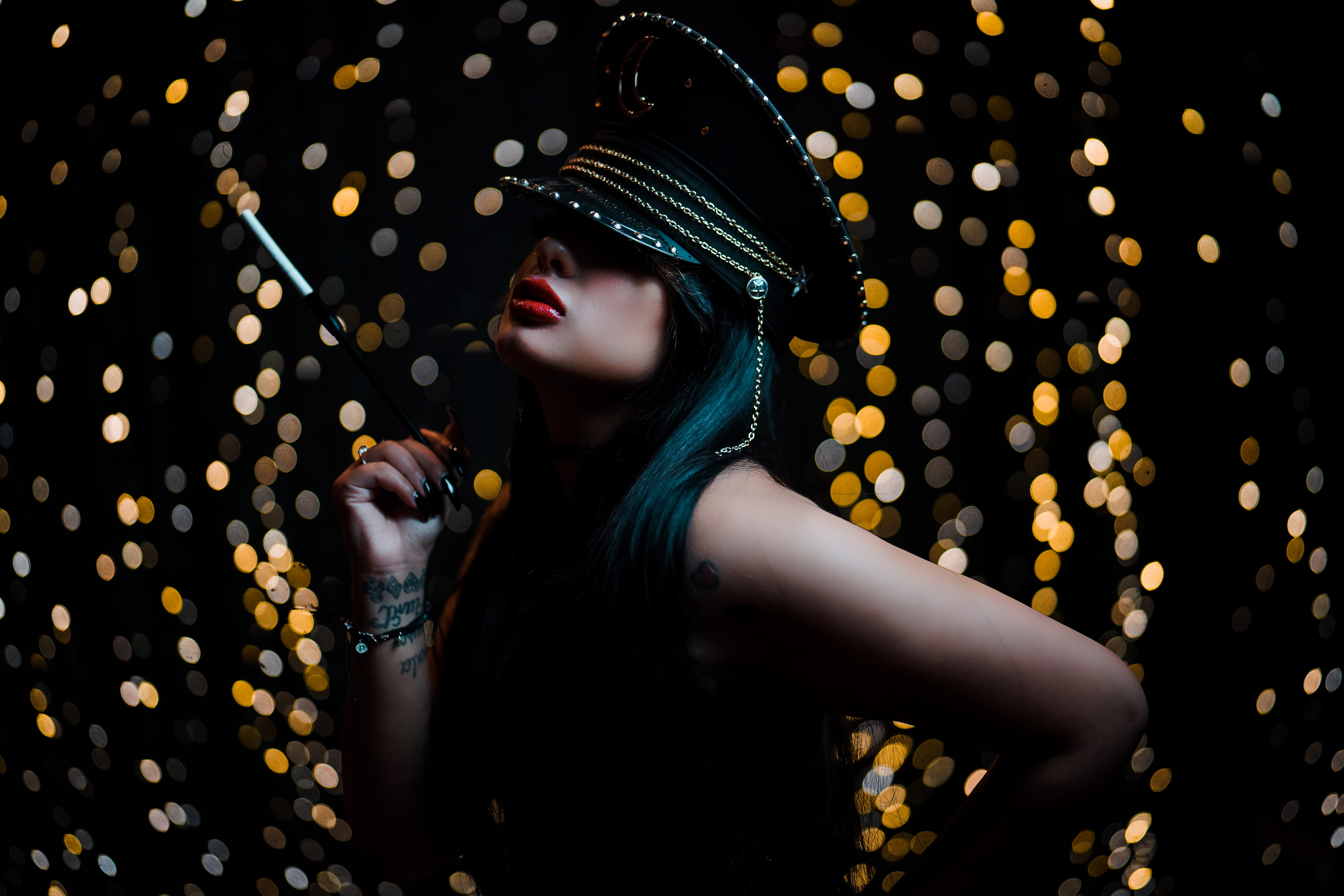 woman with bokeh background