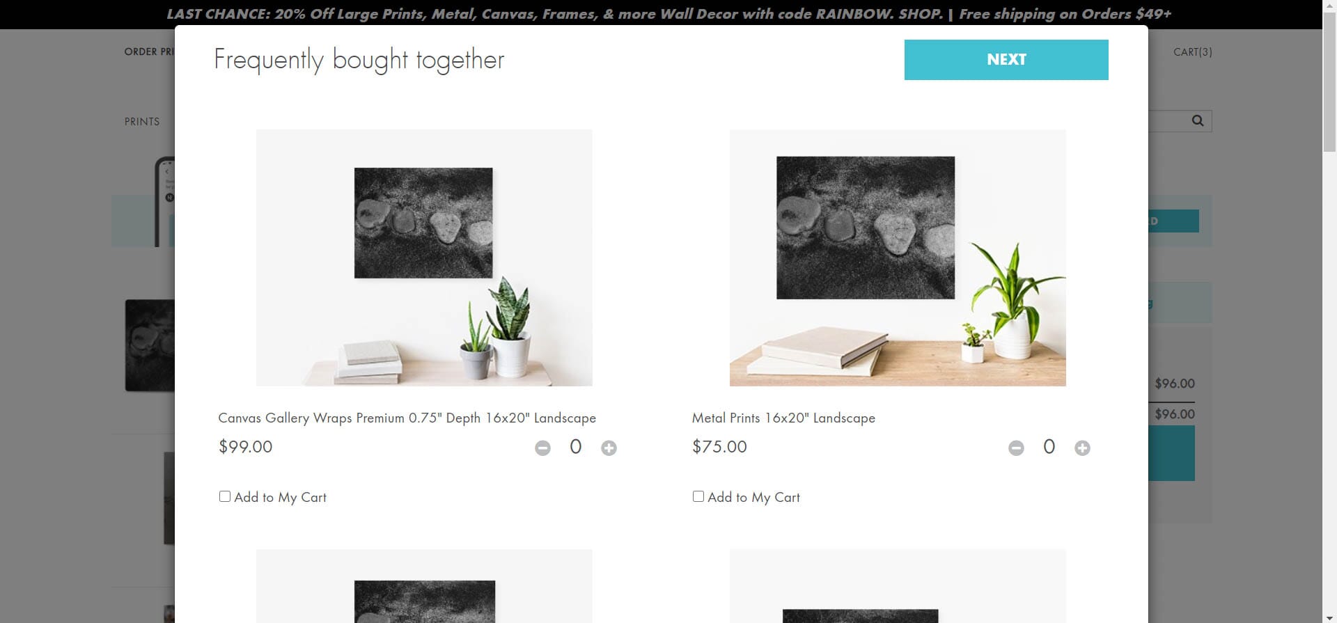 Checkout additional add ons