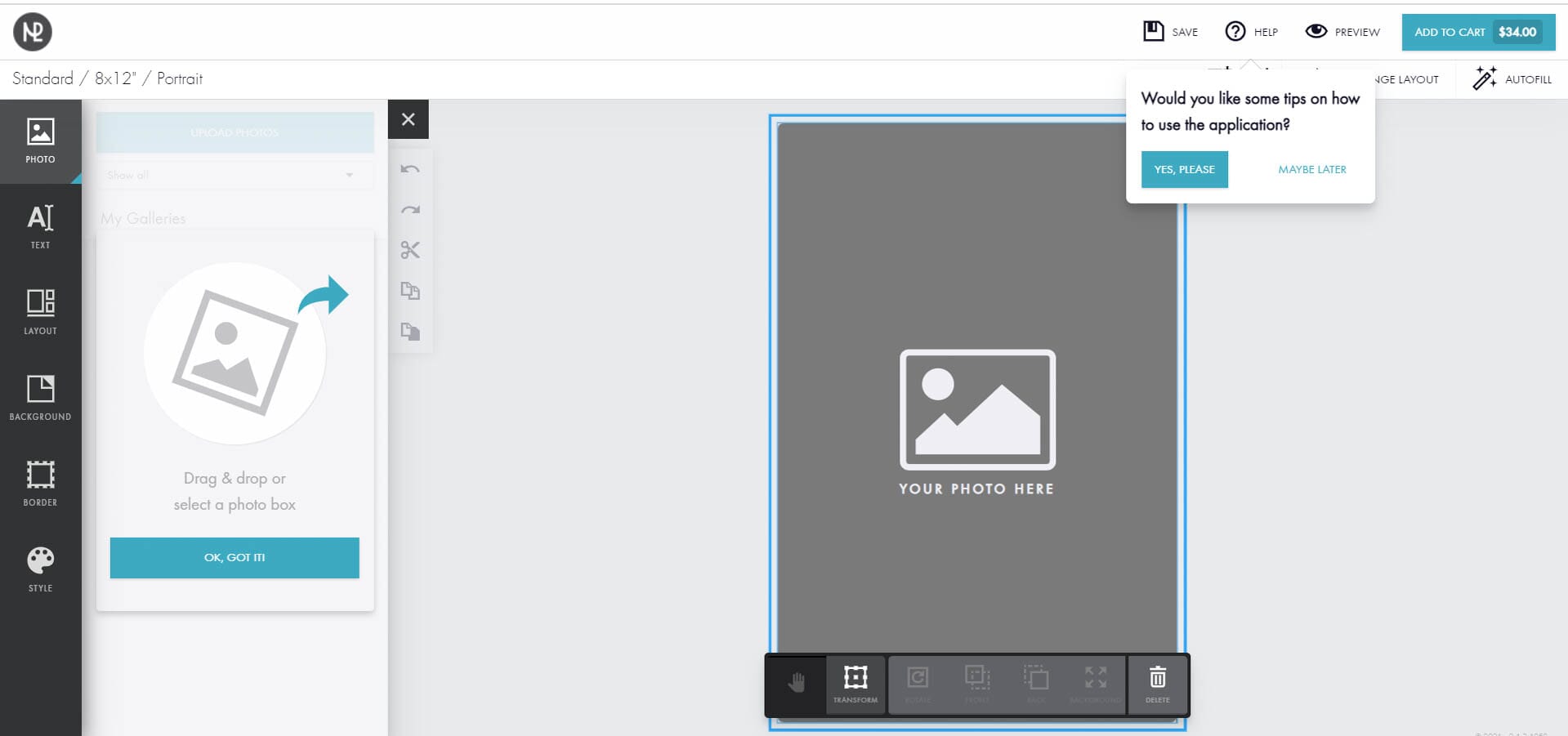 Uploading pictures for print