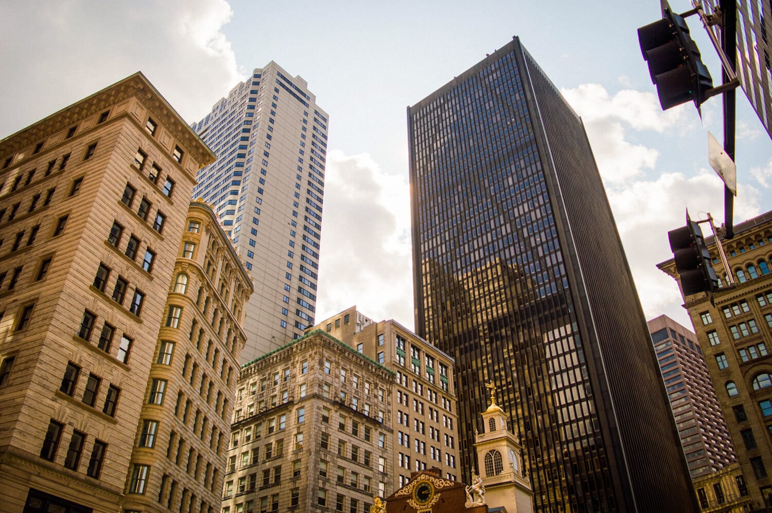 Skyscrapers as seen from the Freedom Trail in Downtown Boston