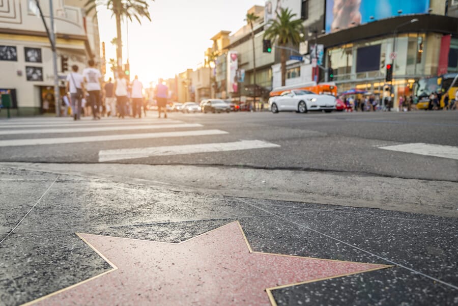 Stars along the Hollywood Walk of Fame