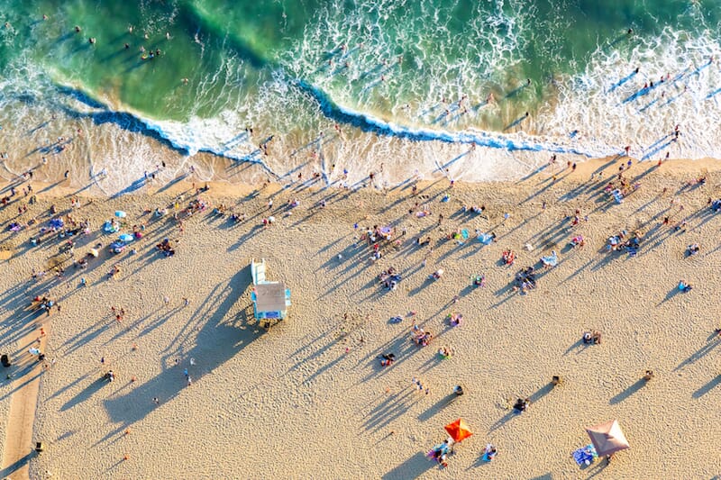 Aerial shot of Zuma Beach in Malibu
