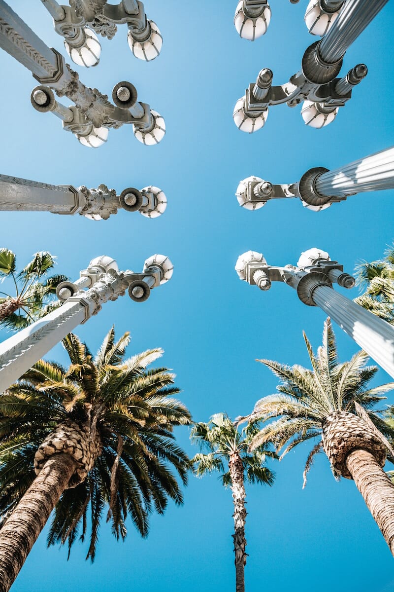 Lamp post installation at the Los Angeles County Museum of Art