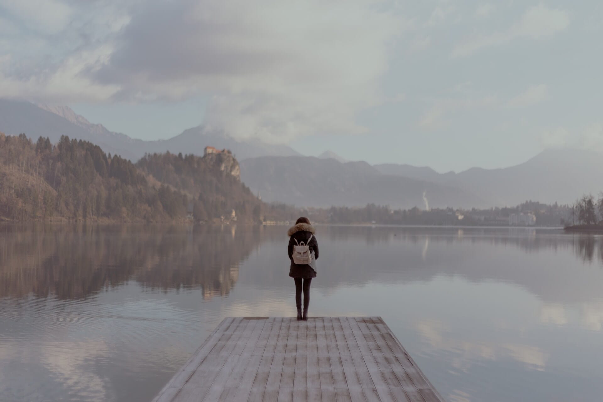 A person on the jetty at Velika Zaka