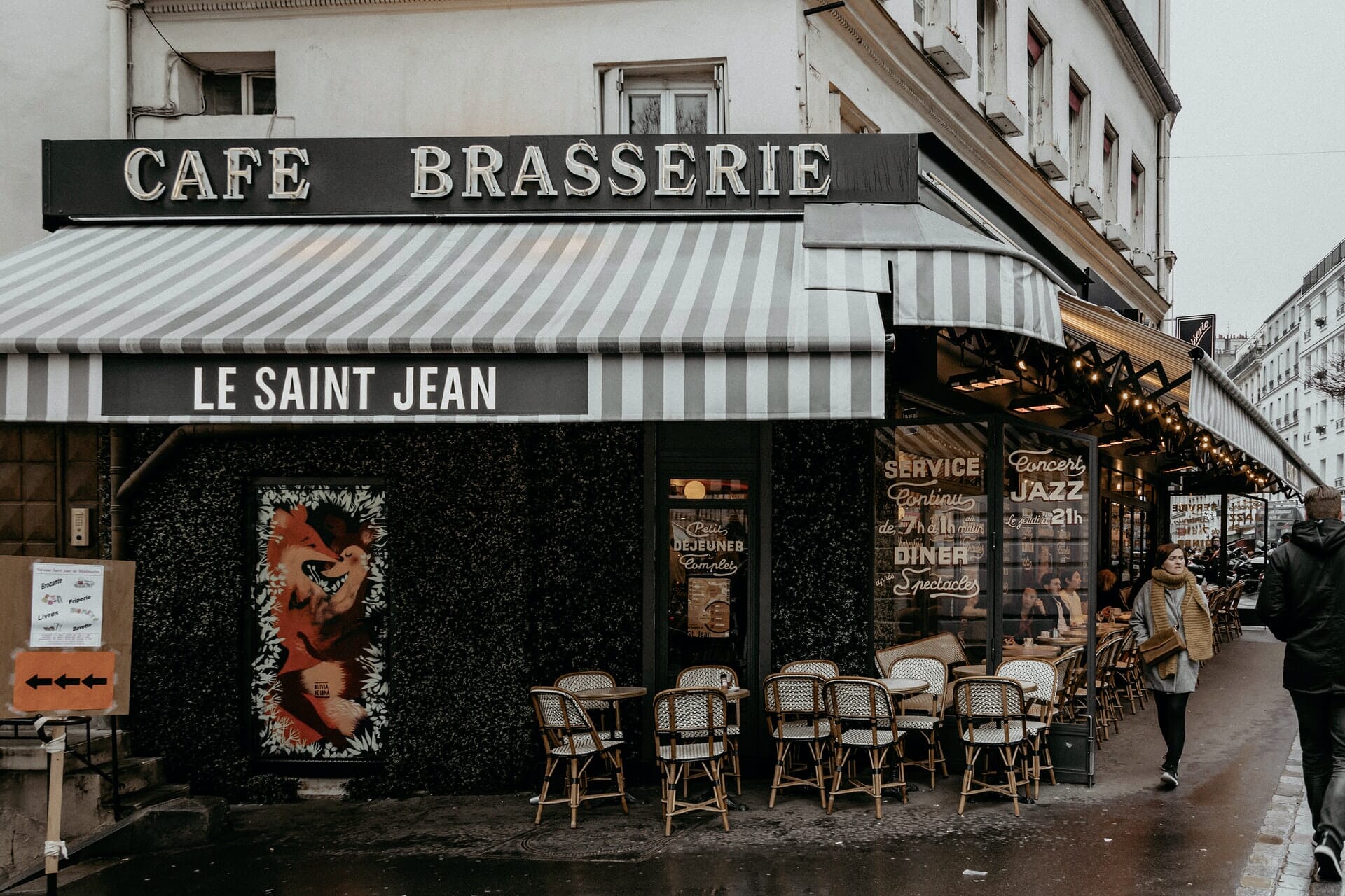 The facade of a Parisian cafe