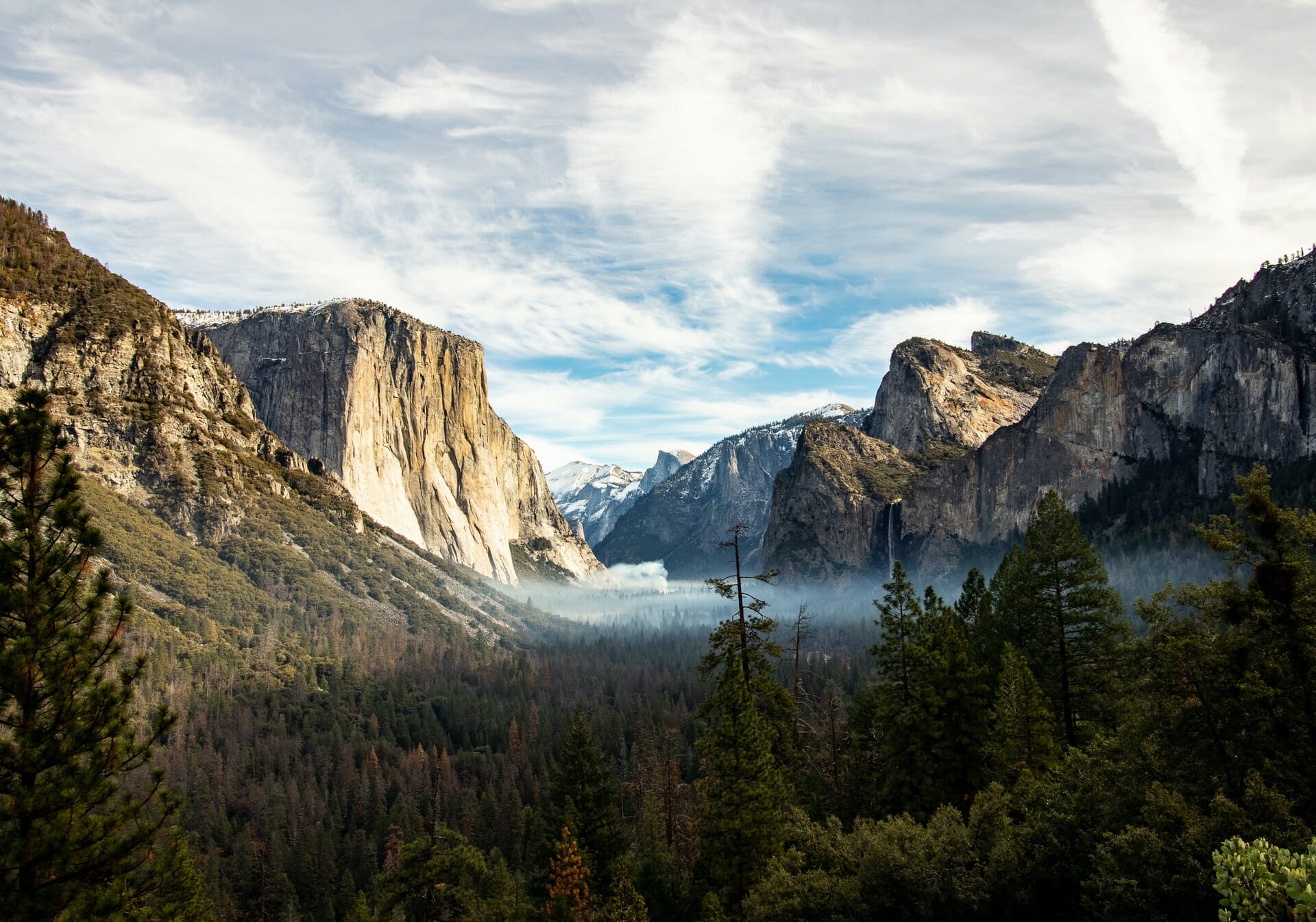 Smoke in Yosemite Valley seen from Tunnel View Overlook