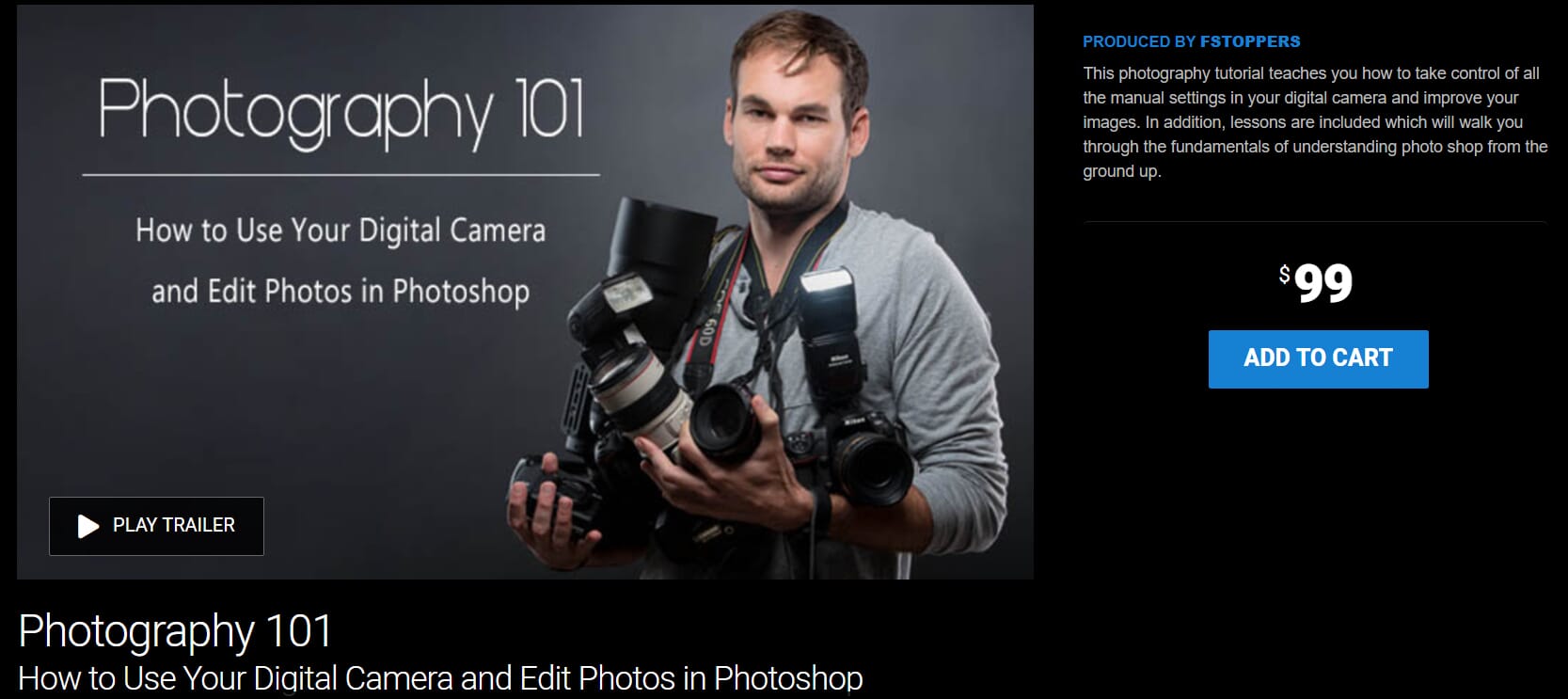 The course is taught by Lee Morris who covers all bases of photography.