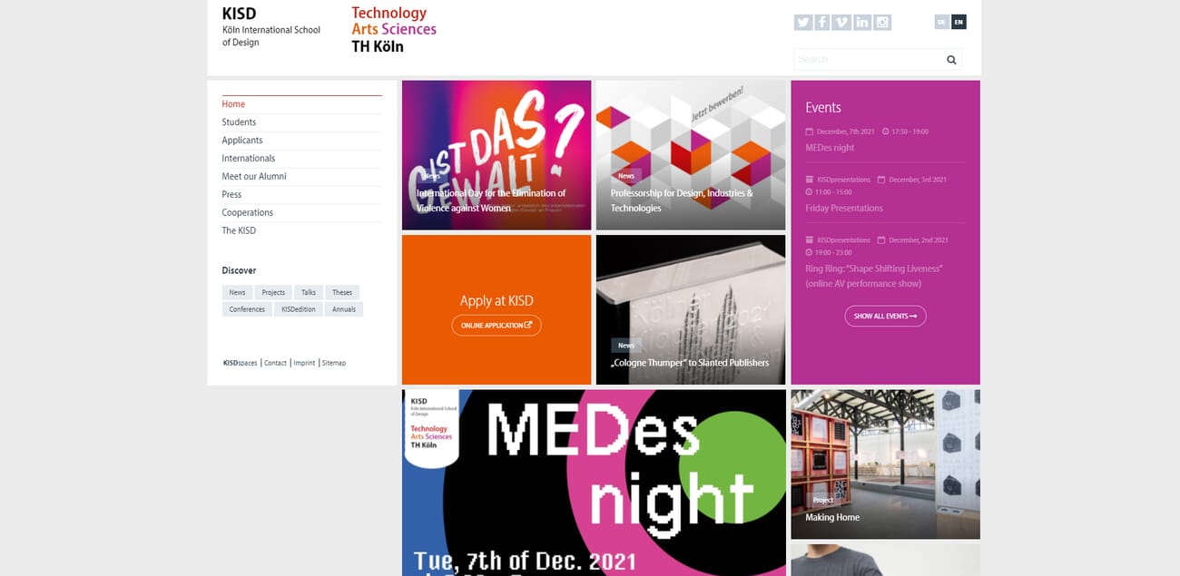 Köln International School of Design photography program website