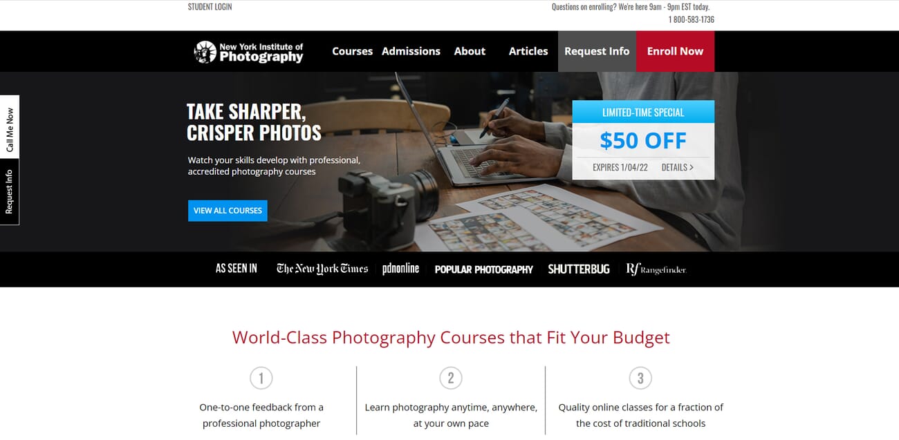 New York Institute of Photography photography program website