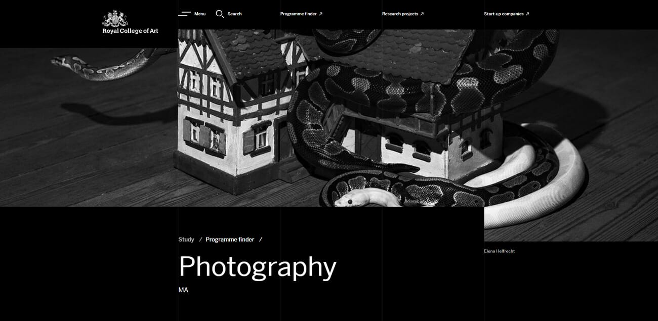 Royal College of Art photography program website