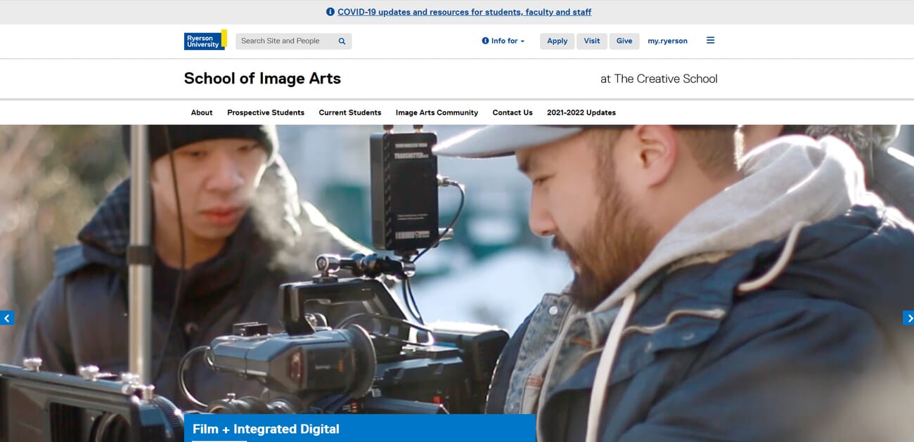 Toronto Metropolitan University School of Image Arts photography program website