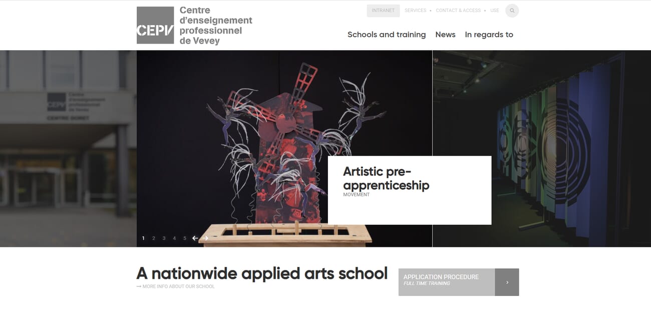 Vevey Vocational Education Center photography program website
