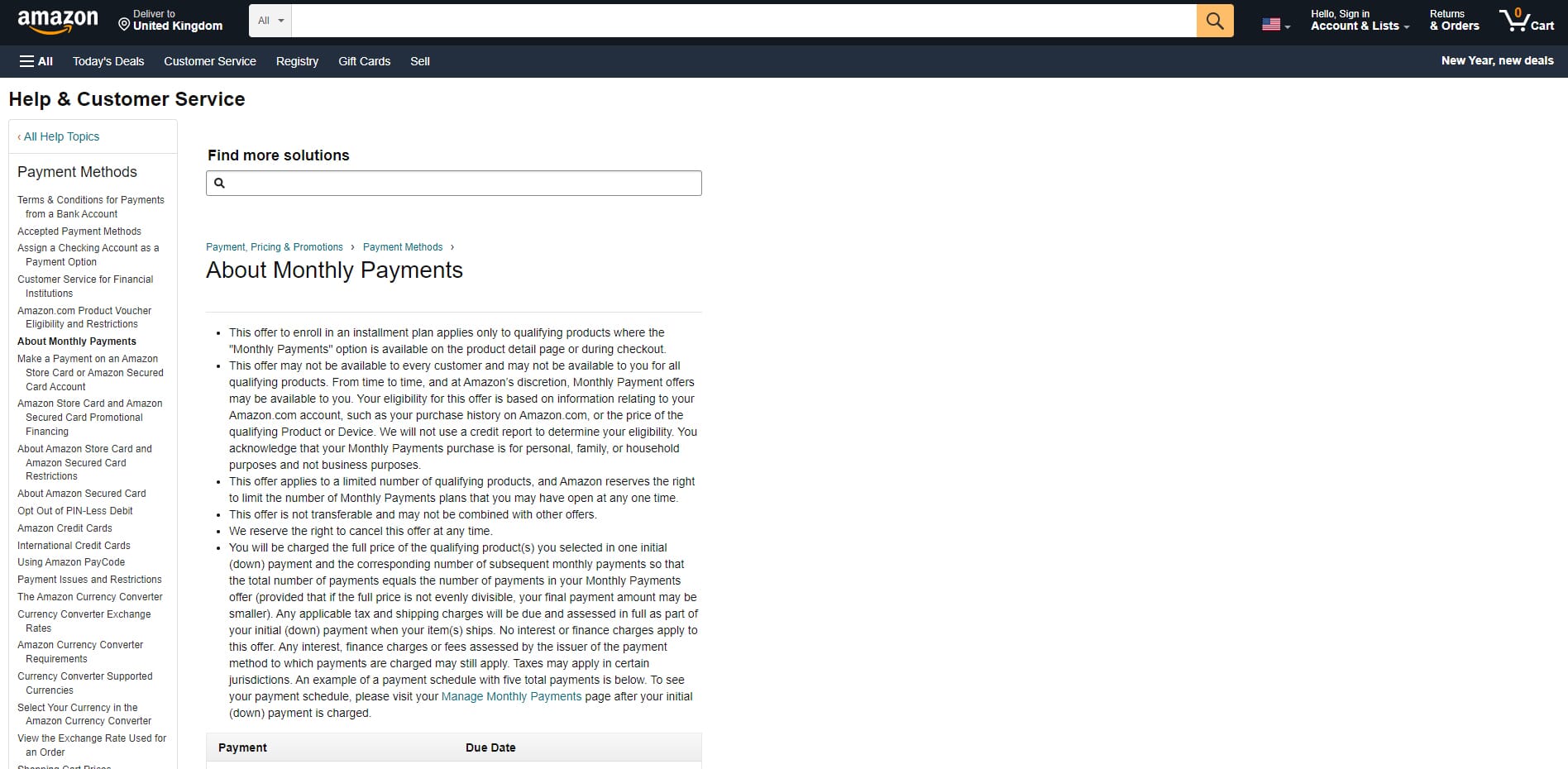 Amazon – Monthly Payments Enrolment