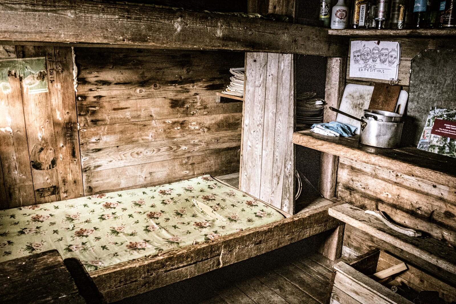 In this orientation, the interior of the cabin has several focal points