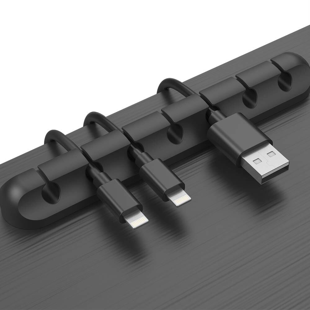 A cable organizer attached to your desk is a great set up. You simply plug and go.