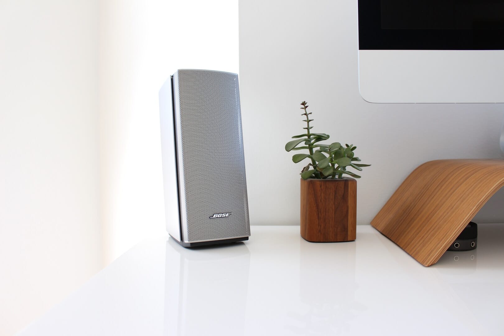 A wireless sound system can be great for those who prefer to work with music in the background. It's also ideal for handling calls from clients, handsfree.