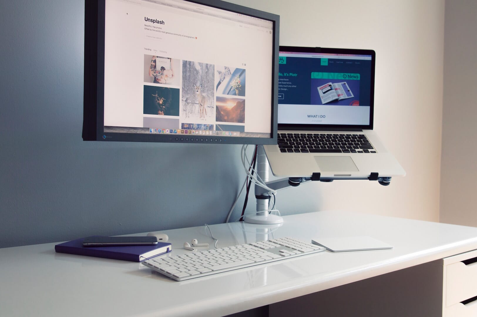An elevated workspace can be kind on the eyes as well as your posture and hands.