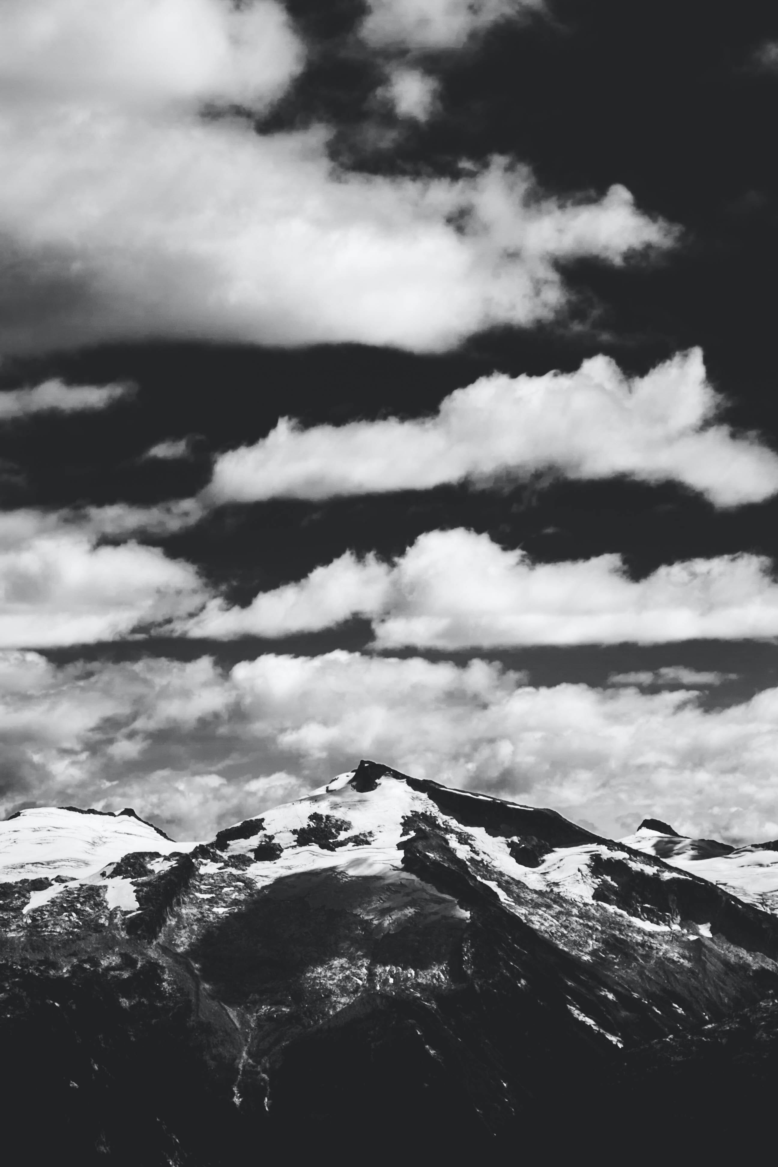 black and white mountain landscape