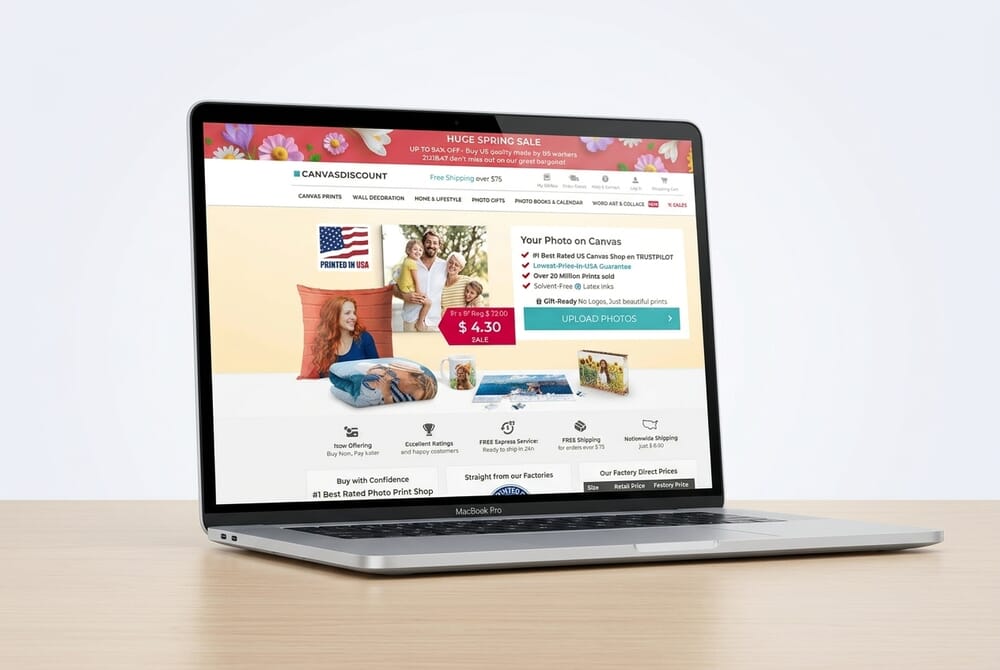 CanvasDiscount website showing canvas print options and pricing