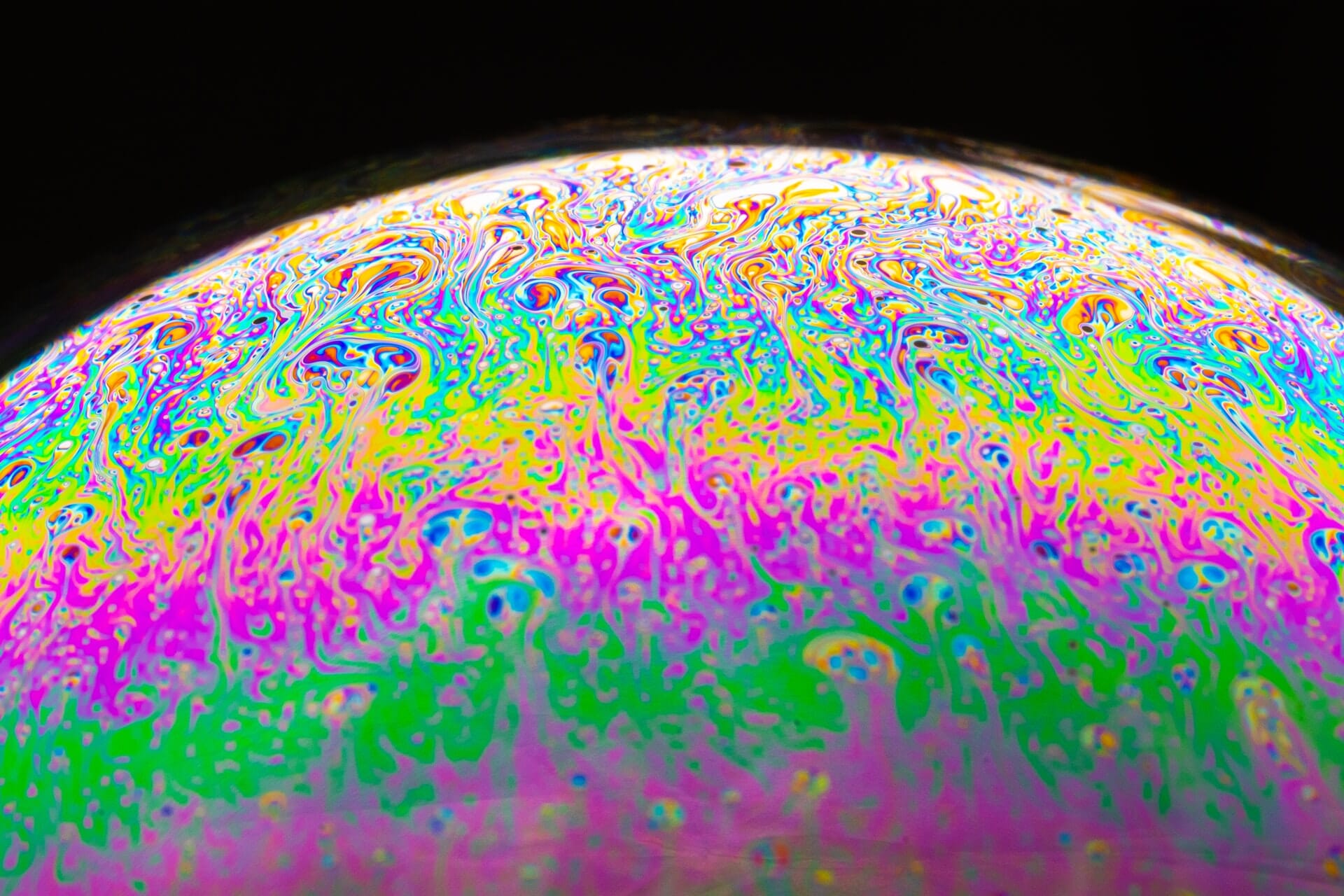 Macro psychedelic soap bubble