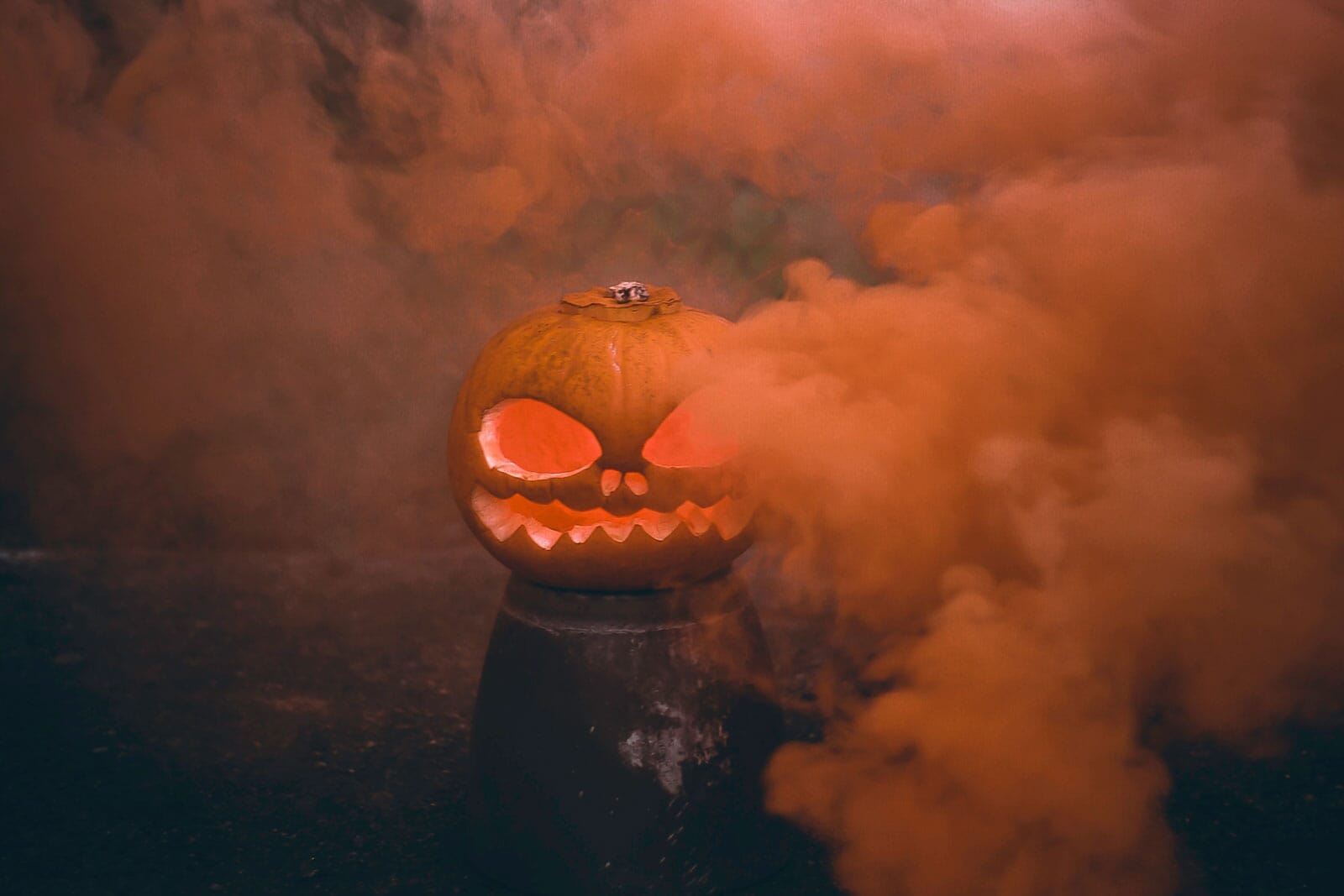 Pumpkin with smoke