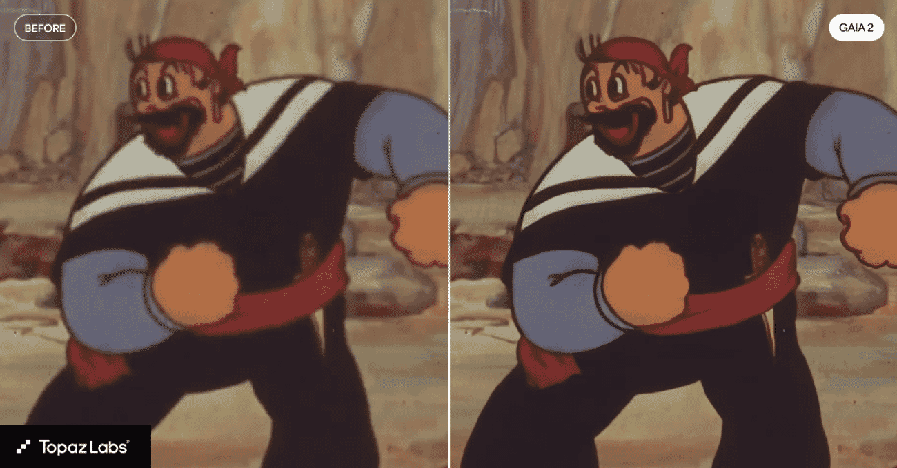 Gaia 2 animation upscaling example showing enhanced stop motion detail