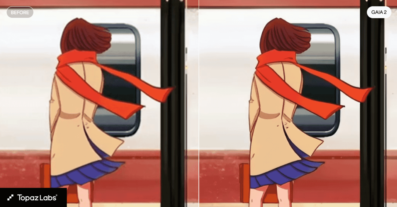 Gaia 2 motion graphics upscaling comparison