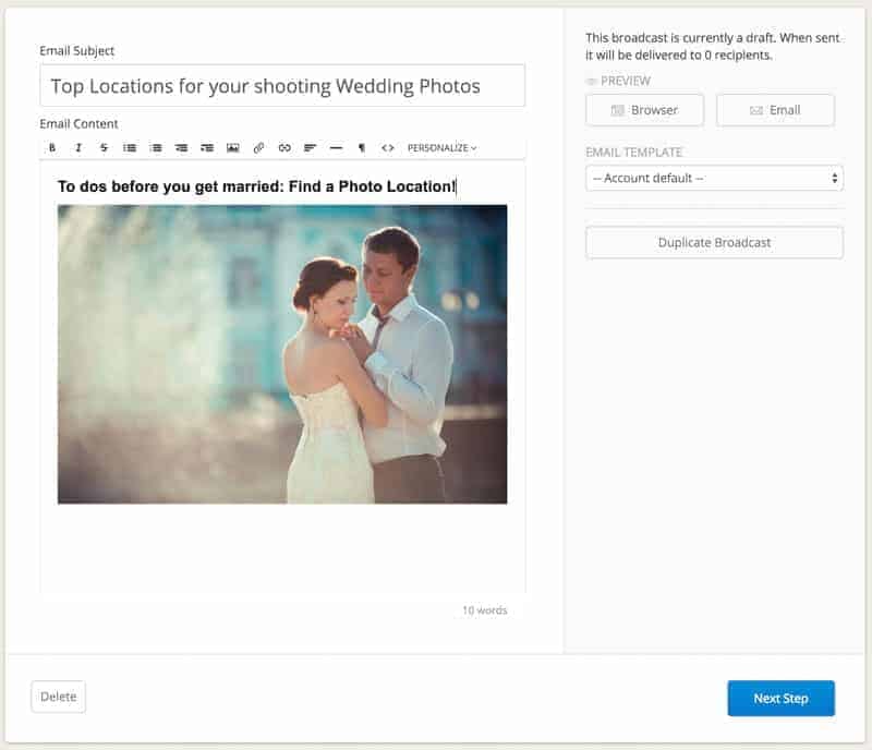 You may not want to send Wedding Photography related emails to your Corporate clients!