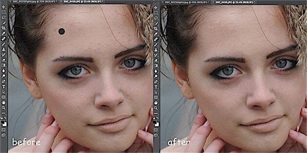 Retouching with healing brush tool