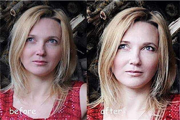 On the right we put some make up with a brush