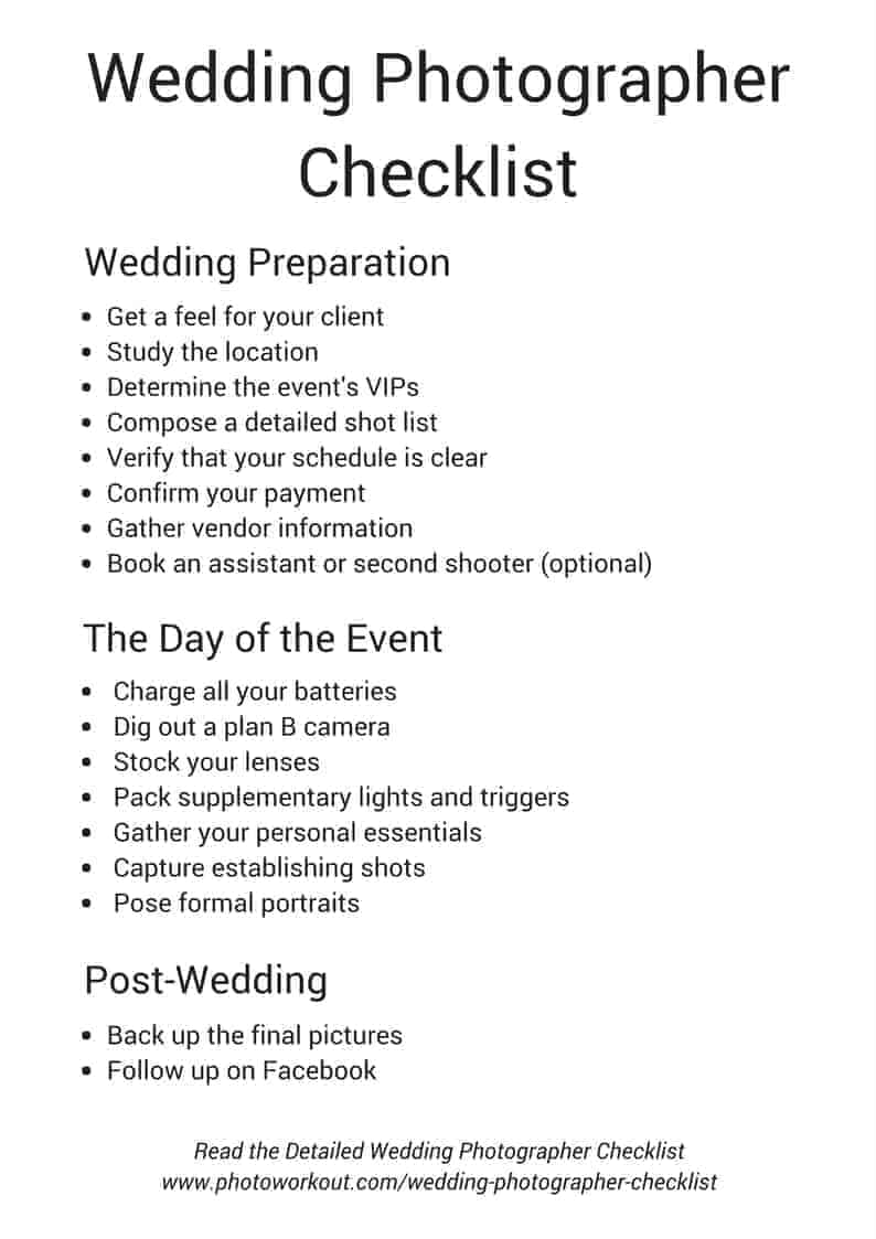 Wedding Photographers Checklist (Includes Free Download)