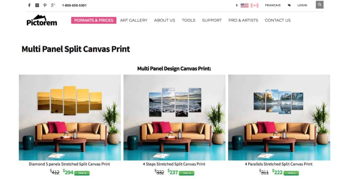 Pictorem Multi Panel Canvas Prints
