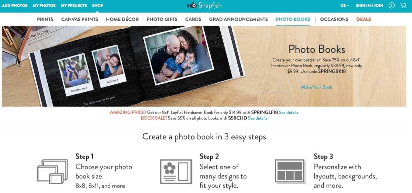 Create your own photo book in 3 easy steps with Snapfish.