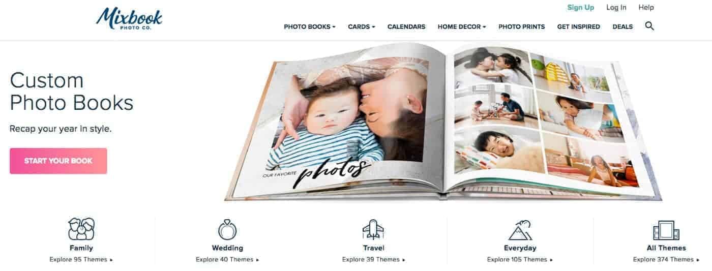 Mixbook photo book example featuring mother and baby.