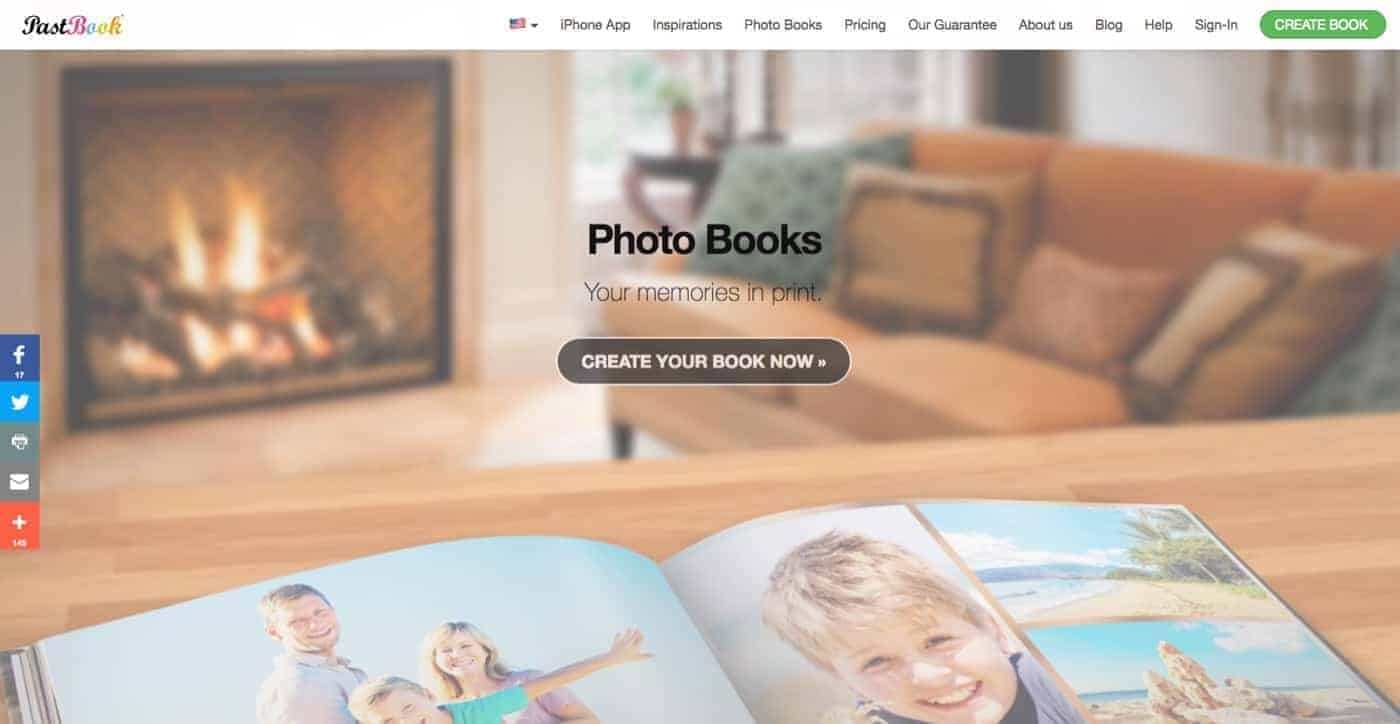 Pastbook photo book company: A great option for creating books from Instagram/Facebook photos with captions and timeline.