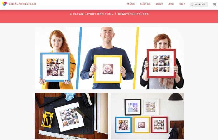 Social Print Studio Instagram Framed Prints. Website Screenshot from: socialprintstudio.com/classic/