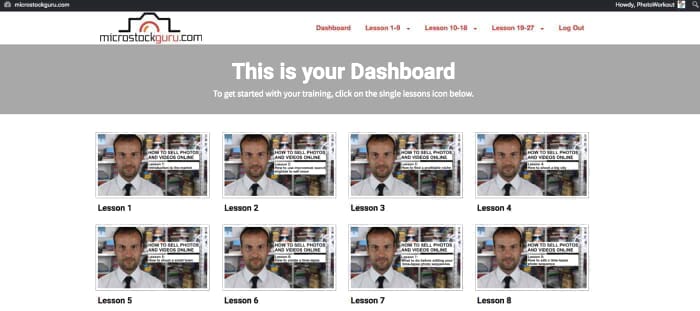 MicorstockGuru.com/Dashboard with 27 Video Lessons (Plus Each Section has instructions and summaries)