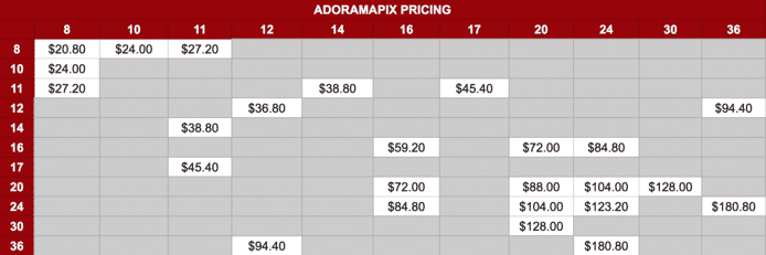 AdoramaPix Canvas Prices