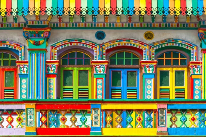 What to Photograph in Singapore: Colorful facade of building in Little India