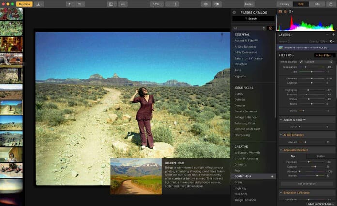 Luminar 3 filter selection