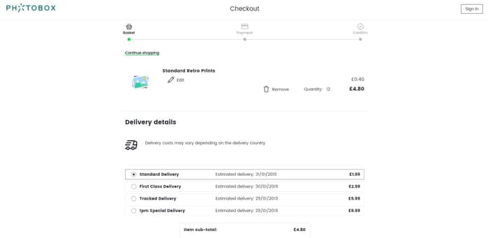 Photobox Valentines Gifts review - Delivery and payment