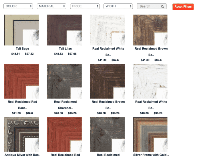 CanvasChamp photo print frame selection