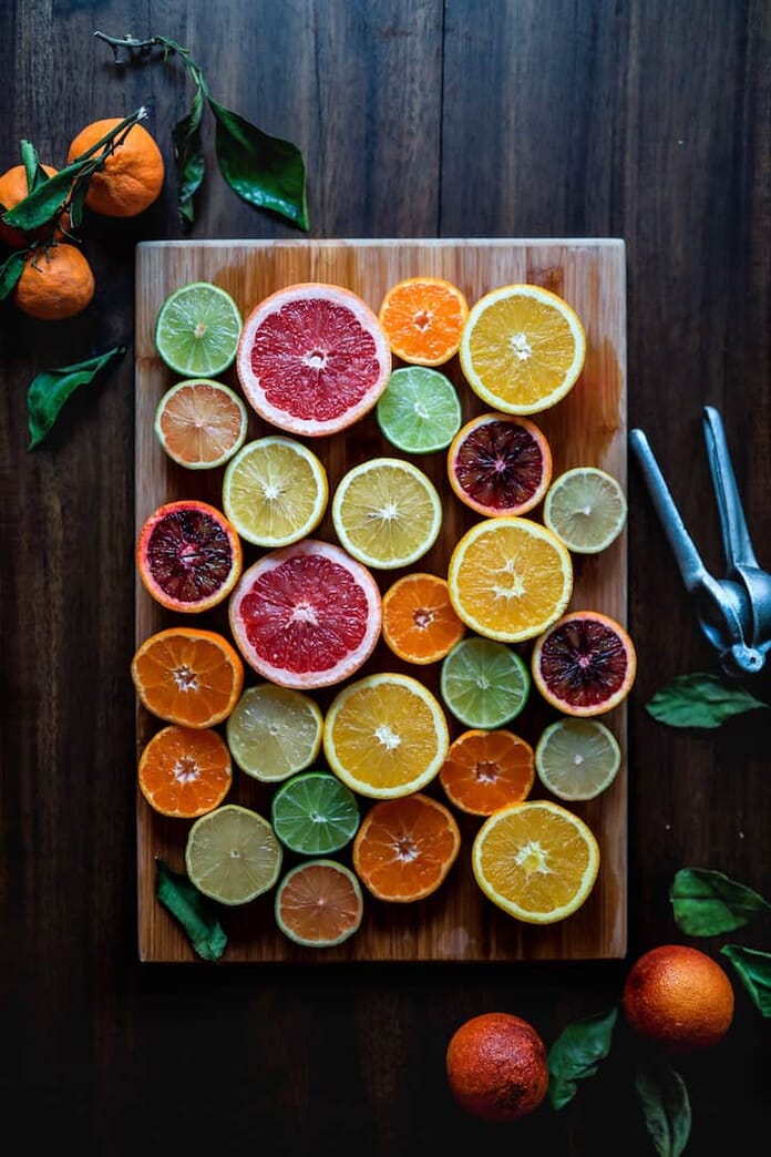 citrus fruit flat lay