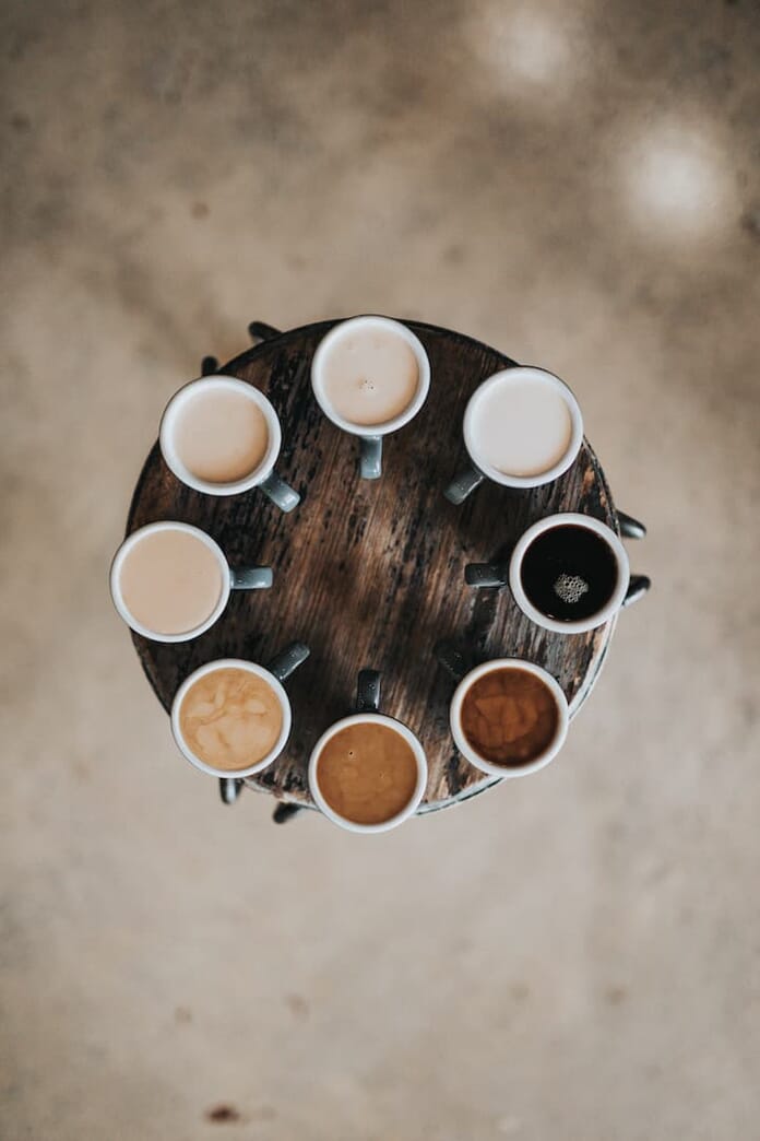 coffee cup flat lay