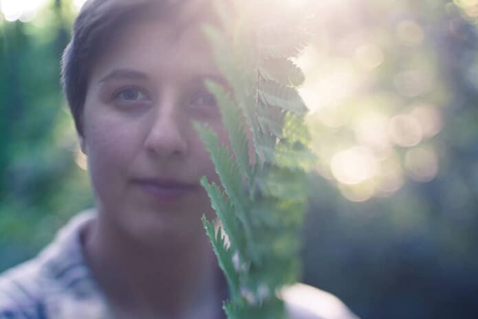 woman with blurry background
