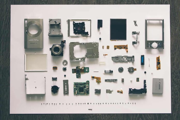 electronics flat lay