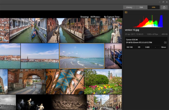Luminar 3.1 Review - Photo info tab
