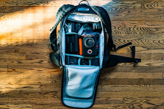 camera backpack with photography gear