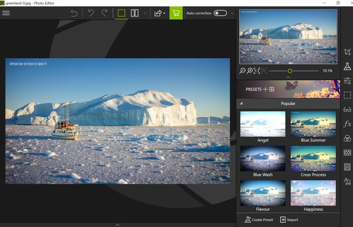 Photo editor layout